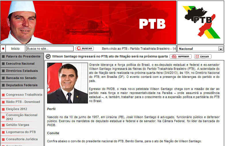 PTB filiação de Santiago