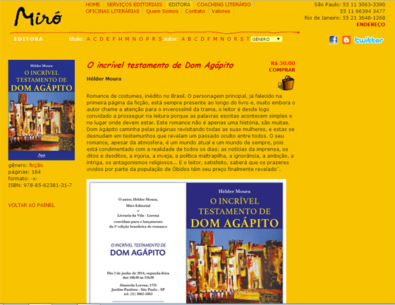 Dom Agapito no site da Miró