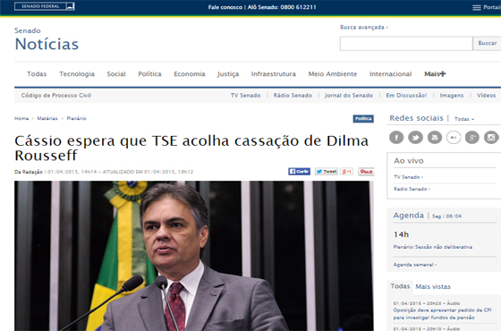 Cassio pede cassacao de Dilma
