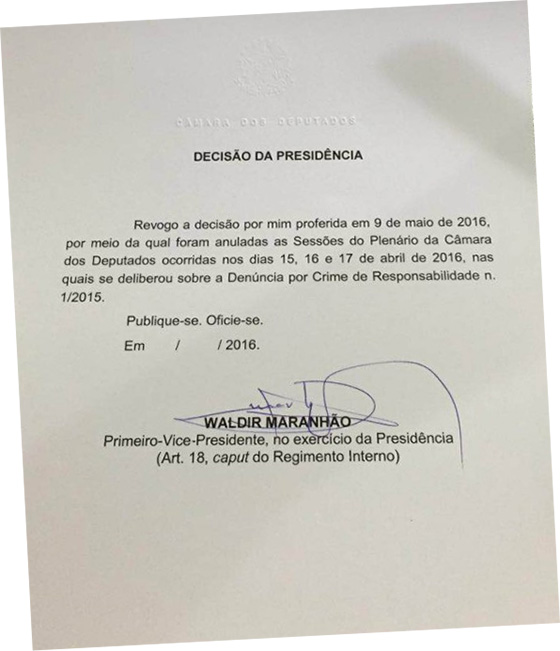 Deputado Waldir Maranhão desdecisão