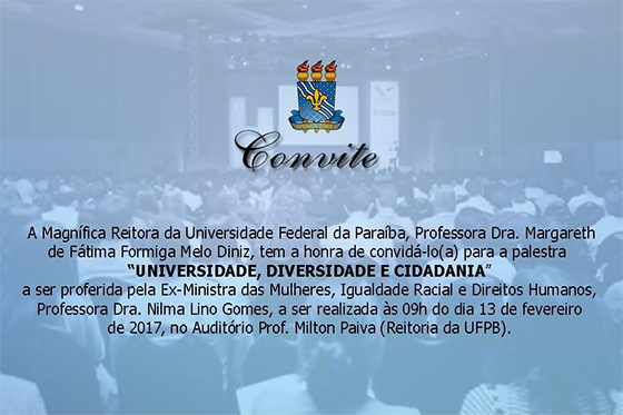 Ministra Nilma Lino Gomes convite palestra