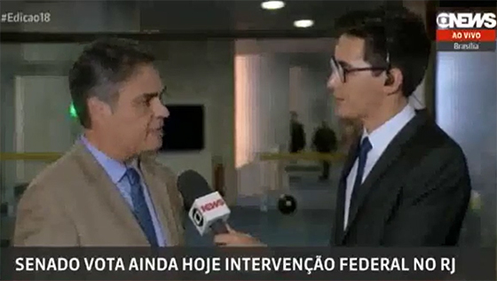 Video Cássio sobre intervenção GloboNews