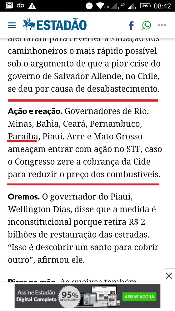 Ricardo Coutinho contra extinção de impostos