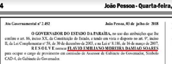 Governador renomeia Flávio Moreira